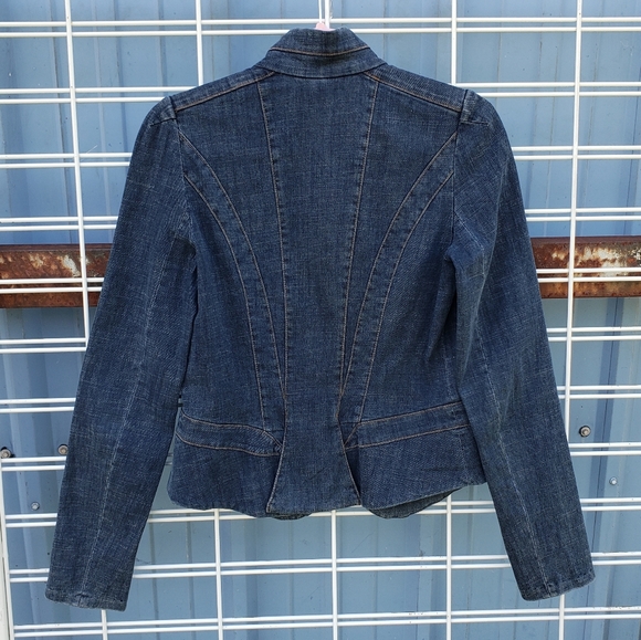 Diane Von Furstenberg High Collar Structured Denim Jacket - Picture 2 of 9
